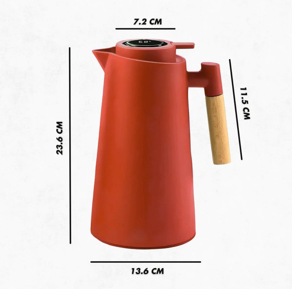 Garrafa Térmica 1l com Termômetro e Alça de Madeira - Laranja - 2