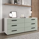Ver imagem 1 de Cômoda com 6 Gavetas Lisboa Branca com Verde Politorno