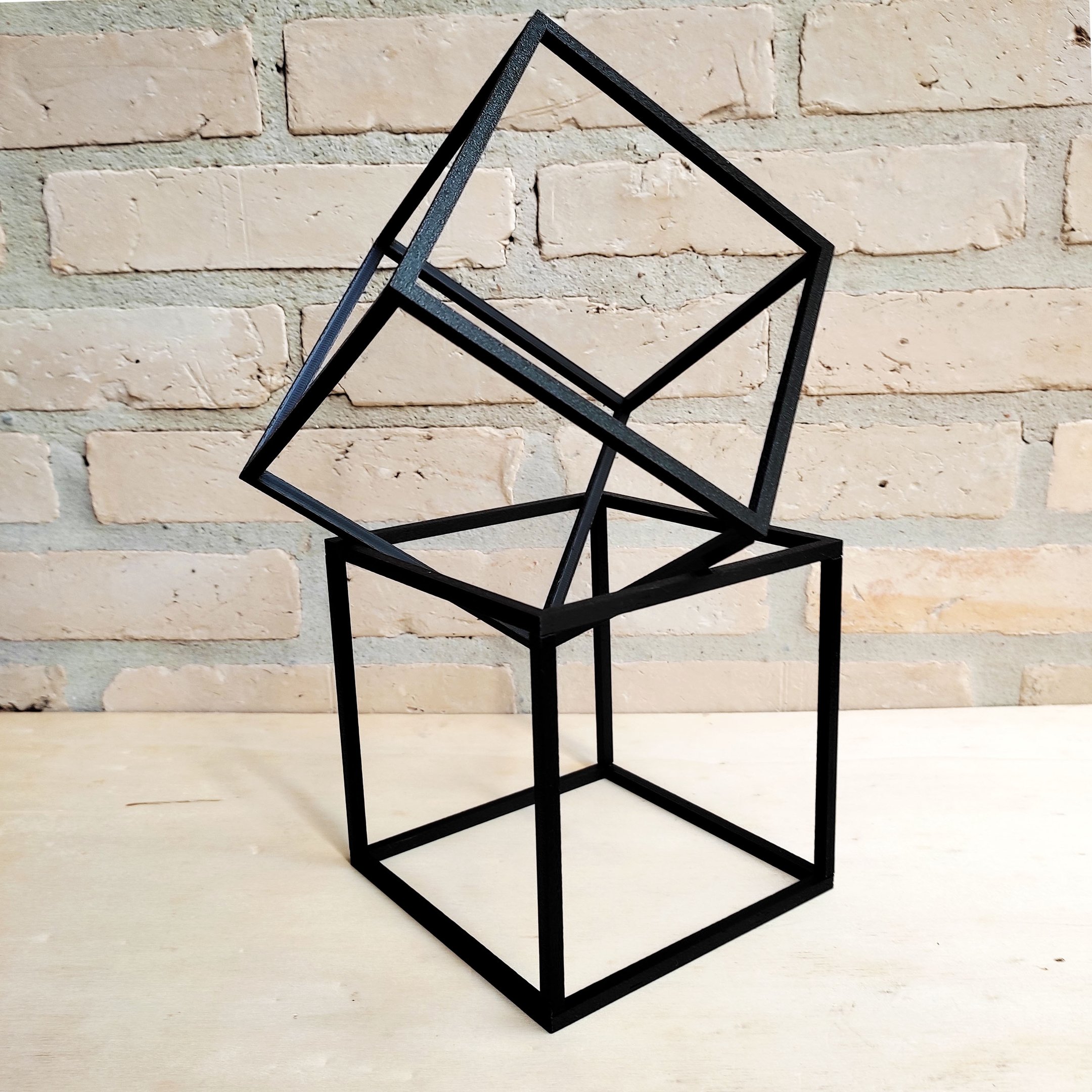 2 Cubos Decorativos - Quadrado Geométrico, Decoração Sala - Toque 3D - 2
