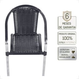 1 Cadeira Maresia Aluminio Polido Fibra Sintetica Tr. Simples - Preta - 3