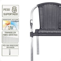 1 Cadeira Maresia Aluminio Polido Fibra Sintetica Tr. Simples - Preta - 4