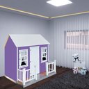 Ver imagem 4 de Casinha de Brinquedo com Cercado e Cortinas Roxa/Branco - Criança Feliz