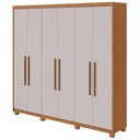 Ver imagem 1 de Guarda-roupas Casal Aries 6 Portas 5 Gavetas sem Espelho com Pés - Lopas Amendoa Clean/off White