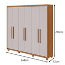 Ver imagem 4 de Guarda-roupas Casal Aries 6 Portas 5 Gavetas sem Espelho com Pés - Lopas Amendoa Clean/off White