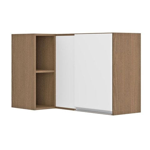 Armário Aéreo Canto Reto de Cozinha Bela 01 Porta 94x60x52 Avelã/branco Tx 0460 - Clicklar