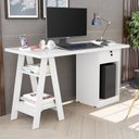 Ver imagem 5 de Escrivaninha Mesa Escritório Cavalete 1 Gaveta com Chave 4 Prateleiras Bali