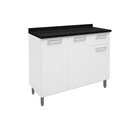 Ver imagem 1 de Gabinete P/ Pia Cozinha Balcão C/ Tampo Múltipla 6112 C/ 3 Portas e 1 Gaveta 105cm Branco -
