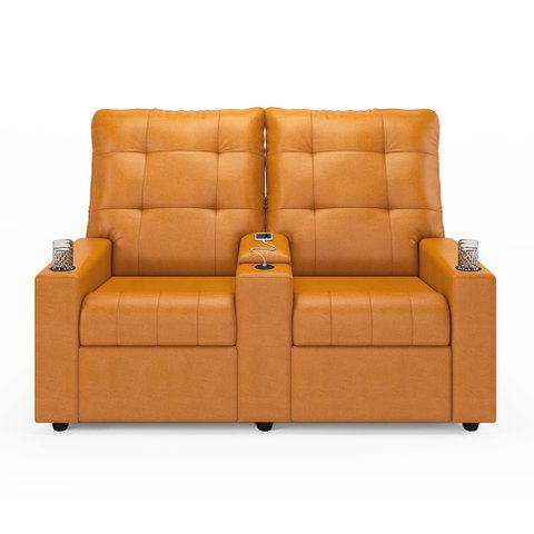 Poltrona Reclinável para Cinema Parma 2 Lugares Baú Usb Pu Whisky Fh1 - D'Rossi