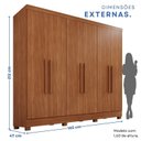 Ver imagem 3 de Guarda-Roupa Casal 6 Portas e 2 Gavetas Safira Marrom/Cinamomo