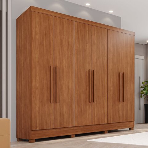 Guarda-Roupa Casal 6 Portas e 2 Gavetas Safira Marrom/Cinamomo