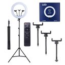 Ver imagem 1 de Ring Light 48cm 18 Polegadas Led 45w Suporte Celular Iluminador Profissional 3 Cores Tripe 2 Mts