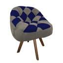 Ver imagem 2 de Poltrona Paloma Escritório Sala Giratória Madeira Suede Cappuccino e Suede Azul Marinho - Dominic de