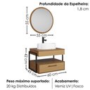 Ver imagem 4 de Conjunto para Banheiro Olympo Gabinete 1 Prateleira MDP MDF 60cm Fendi com Espelheira e Cuba Bechara