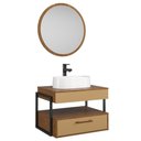 Ver imagem 1 de Conjunto para Banheiro Olympo Gabinete 1 Prateleira MDP MDF 60cm Fendi com Espelheira e Cuba Bechara