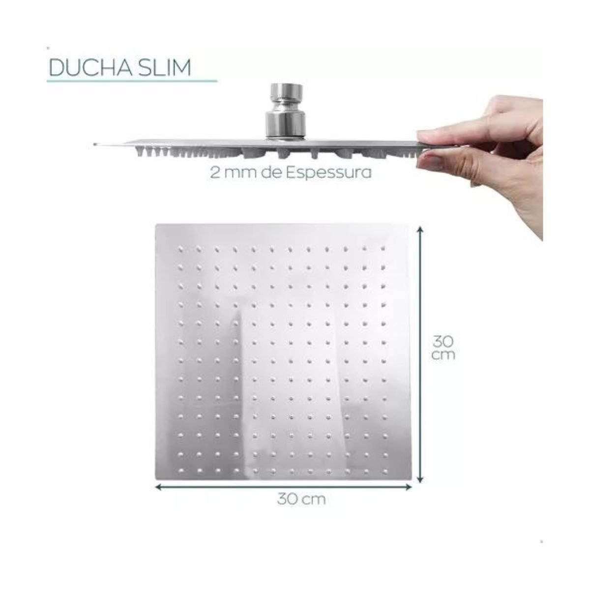 Ducha Chuveiro Grande Inox Quadrado 30x30 Banheiro - 2