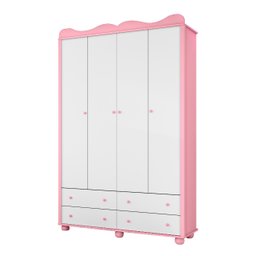 Guarda Roupa Bebê Menina Linda 100%MDF - Branco / Rosa - Planet Baby - 2