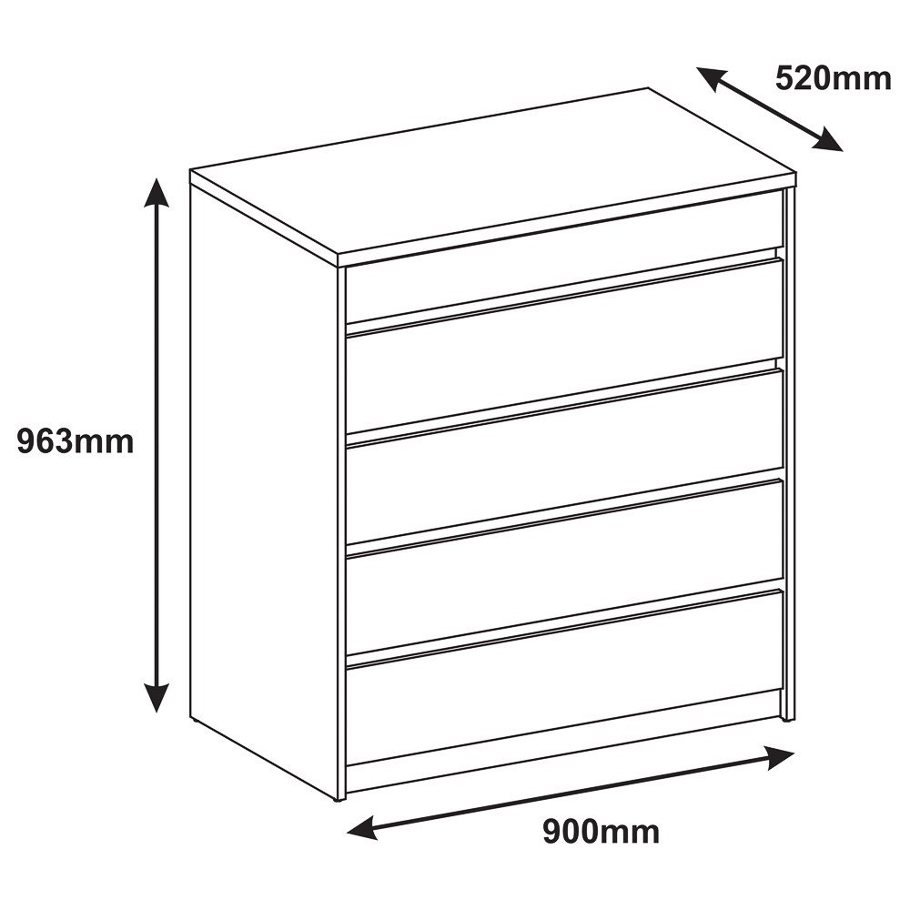 Cômoda Para Quarto 90cm Com Colmeia Organizadora 5 Gavetas Premium C14 Noce - Mpozenato - 5