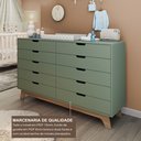 Ver imagem 5 de Cômoda para Quarto Infantil 10 Gavetas 100% MDF Alice Verde/Verti/Freijó
