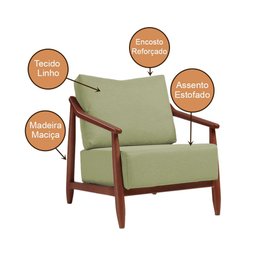 Poltrona Decorativa Vita Estofada Boucle Verde Oliva - Imbuia - 4