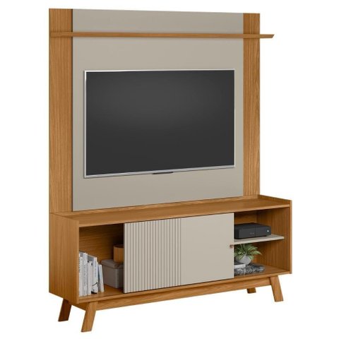 Painel Tv 55 Pol Lana e Rack 160cm Arum Nature/off Flex L06 - Mpozenato