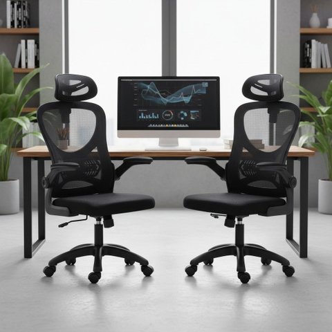 Kit 2 Cadeiras Escritório Presidente Home Office Mesh Columbus Rivatti