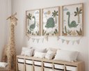Ver imagem 2 de Kit 3 Quadros Dinossauro Verde Quarto Menino Infantil Bebê