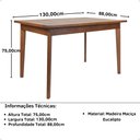 Ver imagem 4 de Mesa de Jantar Retangular Rústica 130cm em Madeira Maciça - Natural
