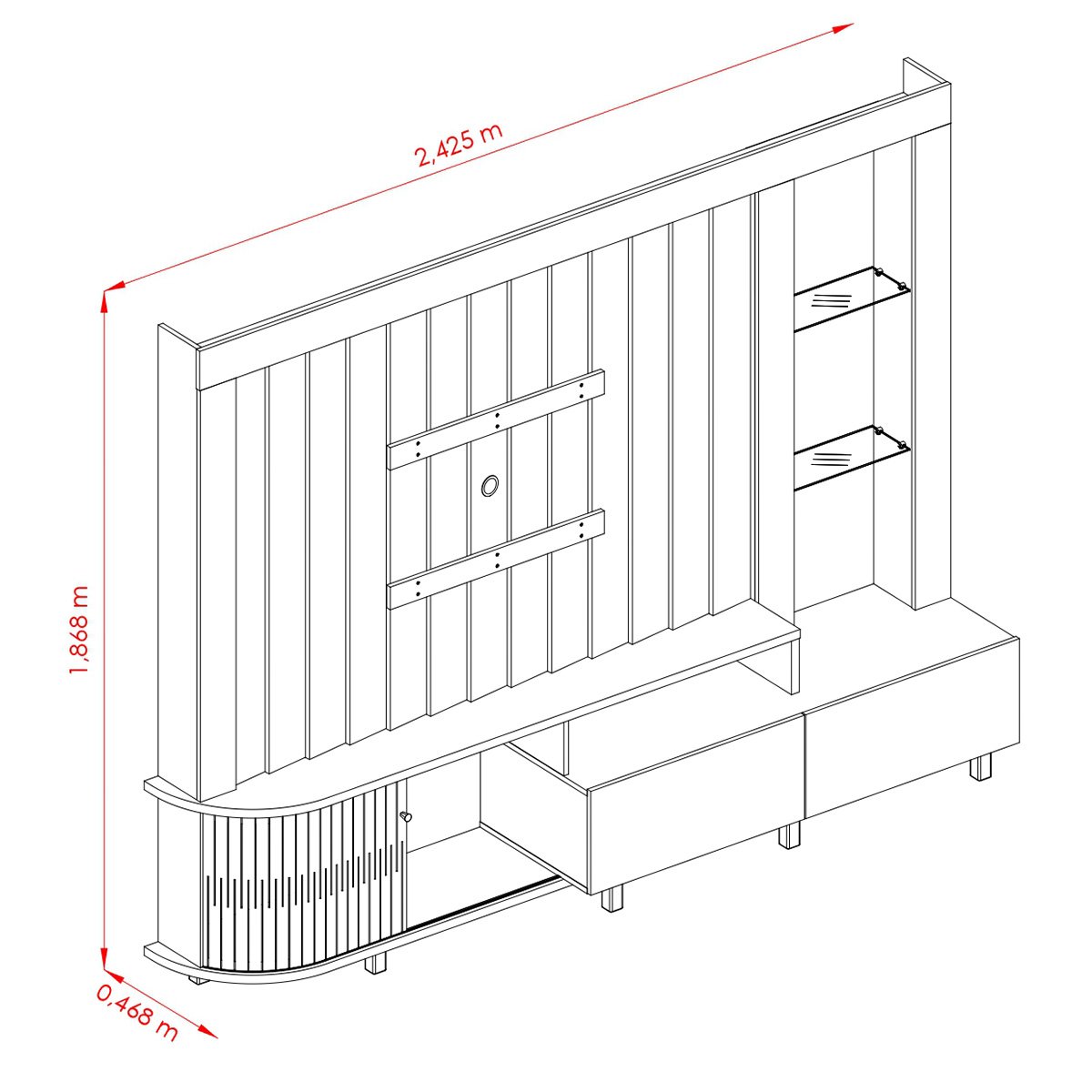 Home Theater Le Mans Tvs até 70” Calacata Off White 652136 Madetec - 4