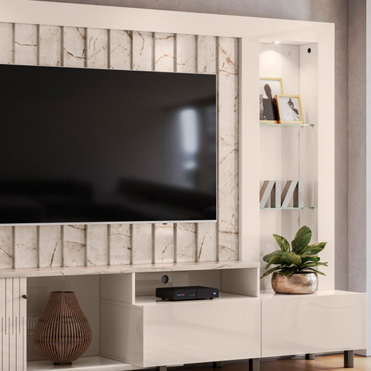 Home Theater Le Mans Tvs até 70” Calacata Off White 652136 Madetec - 3