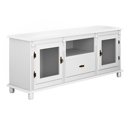 Rack Colonial de Madeira para Tv até 50 Polegadas e Pés Torneados - Branco Laca - 2