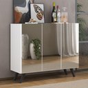 Ver imagem 1 de Aparador Buffet 3 Portas com Espelho Retrô Vegas Multimóveis MP1013 Branco/Preto
