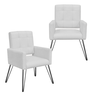 Conjunto 2 Poltronas Estofadas Para Consultório Pés de Ferro Camila Suede Branco - LM DECOR - 1