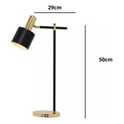 Abajur Articulado Luminária de Mesa Escritório Leitura Cama:preto/alum.escovado - 2