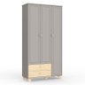 Jogo de Quarto Infantil com Cômoda 1 Porta 4 Gavetas e Guarda Roupa 3 Portas Rope Cinza/Natural - Ma - 5