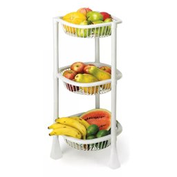 Fruteira Redonda 3 Andares 73cm Plástica Leve Prática Marmore - 1