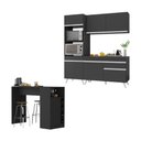 Ver imagem 1 de Cozinha Compacta com Bancada Americana/mesa Veneza Multimóveis Mp2211 Preto/branco