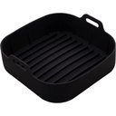 Ver imagem 1 de Forma Silicone Quadrada 20cm Preta Air Fryer Lyor com Alças Cesto Vasilha Forro Bandeja