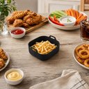 Ver imagem 3 de Forma Silicone Quadrada 20cm Preta Air Fryer Lyor com Alças Cesto Vasilha Forro Bandeja
