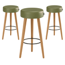 Ver imagem 1 de Kit 3 Banquetas Alta 60cm Estofada Corino Verde Retrô Pé Palito P/ Cozinha Área Gourmet Balcão Ilha