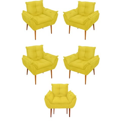 Kit 05 Poltrona Sofá Sala, Quarto, Escritório – Balaqui Decor Cor:amarelo
