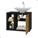 Ver imagem 2 de Gabinete e Espelheira para Banheiro Valência 1 Porta MDP 60cm Preto Ripado Oft Móveis