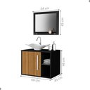 Ver imagem 4 de Gabinete e Espelheira para Banheiro Valência 1 Porta MDP 60cm Preto Ripado Oft Móveis