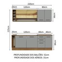 Ver imagem 4 de Armário de Cozinha Completa 220cm Rustic/Cinza Agata da Thêmis Madesa
