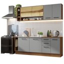 Ver imagem 3 de Armário de Cozinha Completa 220cm Rustic/Cinza Agata da Thêmis Madesa