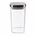 Ver imagem 1 de Pote Hermético Quadrado Vidro Borossilicato Tampa Inox 1,8L