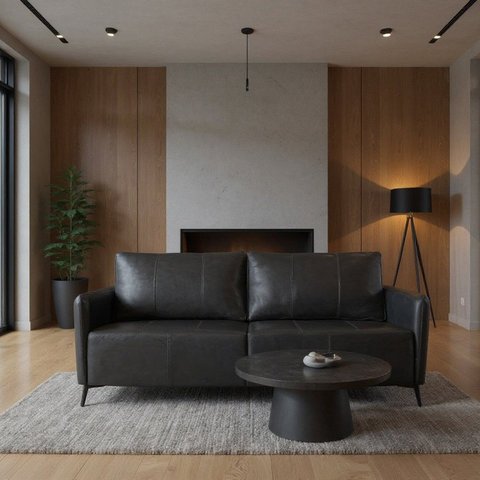 Sofá de Couro Legítimo Porto Rico 260 Cm