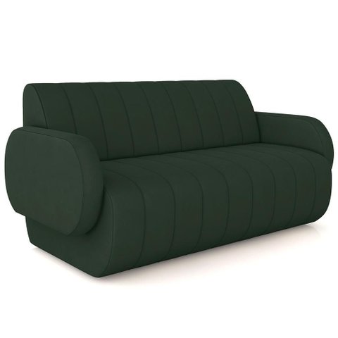 Sofá 3 Lugares Sala Living Orgânico 188cm Fávara K01 Veludo Verde - Lyam Decor
