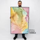 Ver imagem 2 de Quadro Decorativo em Canvas Abstrato Mármore Colorido TaColado Moldura Flutuante 4,5cm Freijó 120 x