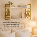Ver imagem 3 de Prateleira Decorativa 70cm Branca com Suporte Estilo Industrial Dourado Ouro Gold Suspensa Decorar