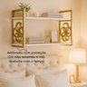 Prateleira Decorativa 70cm Branca com Suporte Estilo Industrial Dourado Ouro Gold Suspensa Decorar - 3